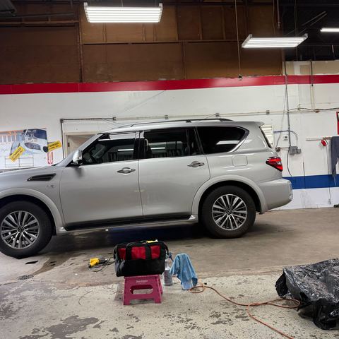 Window tint install: Nissan Armada